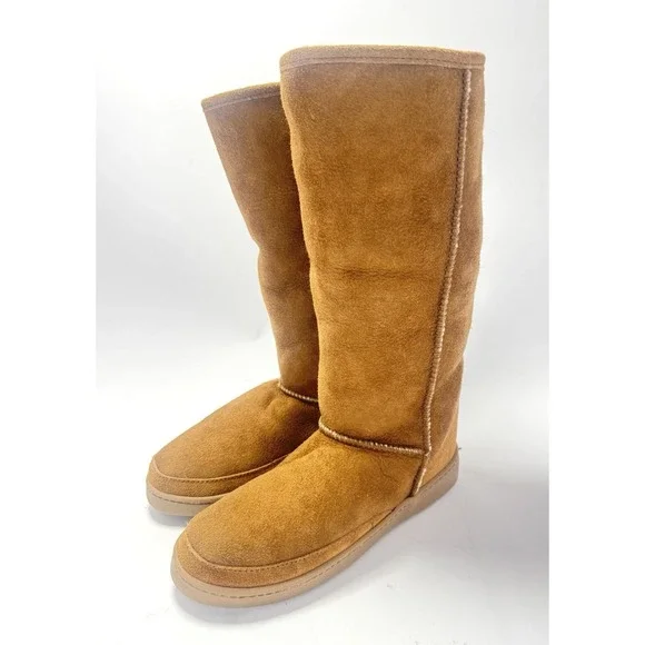 Minnetonka Womens Size 7 Beige Tan Sheepskin Sherpa Fur Lined Boot Calf - Picture 2 of 6